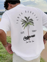 Men's Coconut Tree Print Cotton Tee | Relaxed Summer Fit