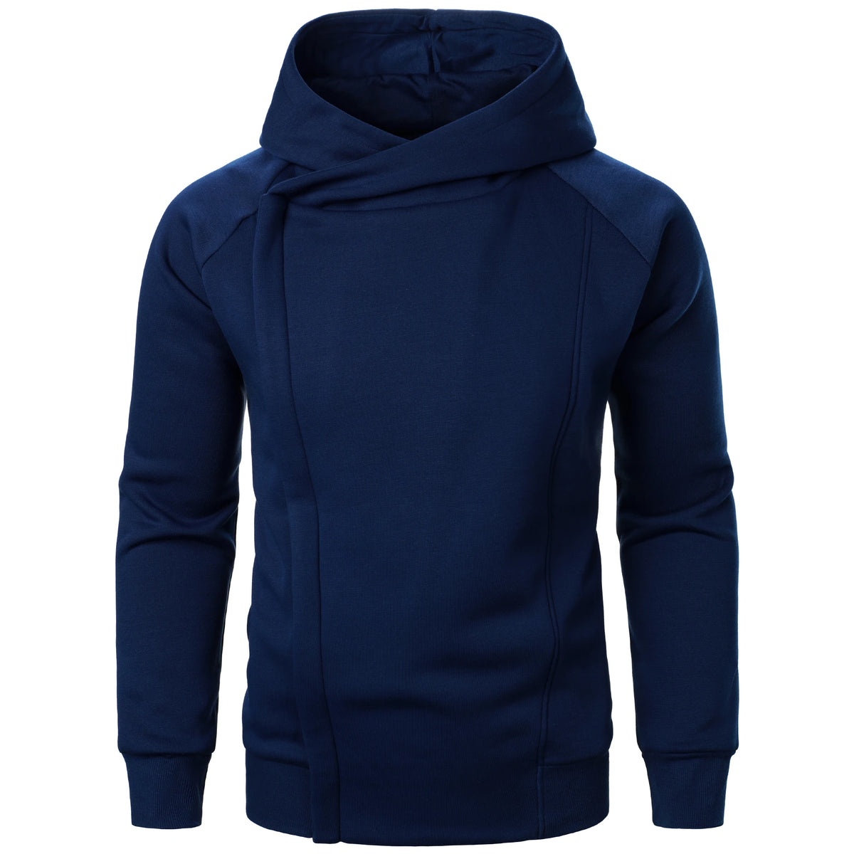 Autumn winter men's solid color hooded top Long sleeve side zipper design hoodie