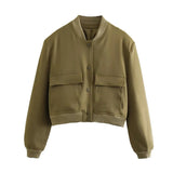 Willshela Women's Solid Bomber Jacket with Pockets