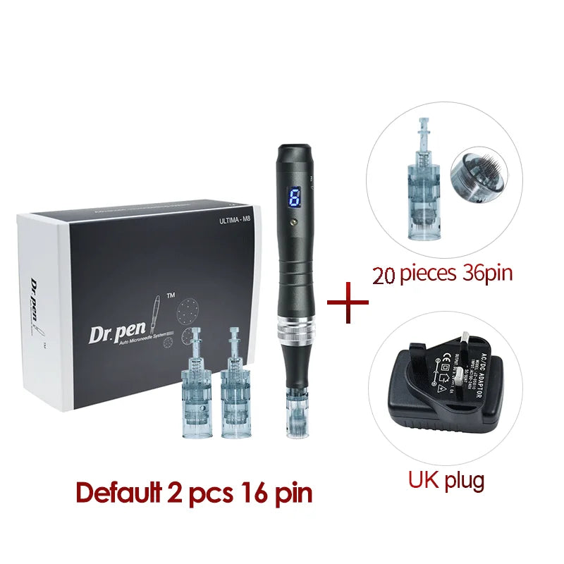 Dr pen Ultima M8 With 22 Cartridge Wireless MTS Derma Microneedle Pen Kit Professionals Use Beauty Machine Needle length 0.25 mm