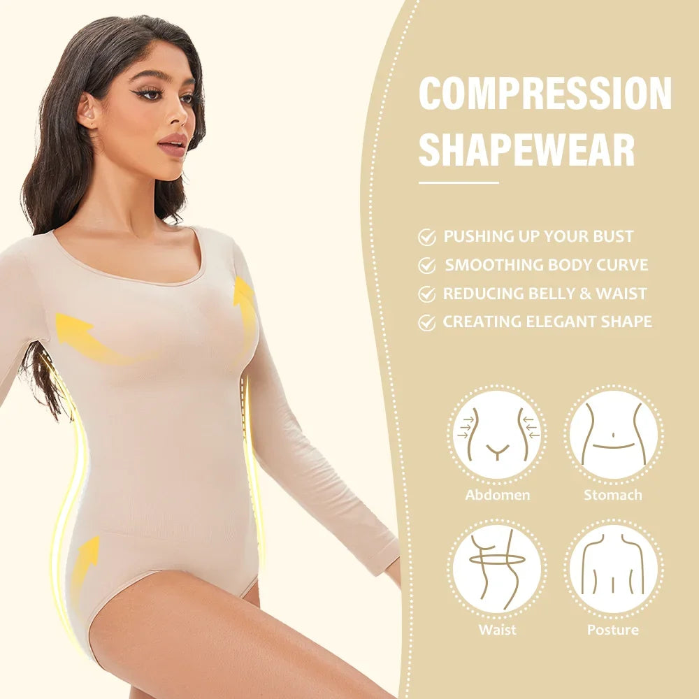 Seamless Tummy Control Long Sleeve Body Shaper