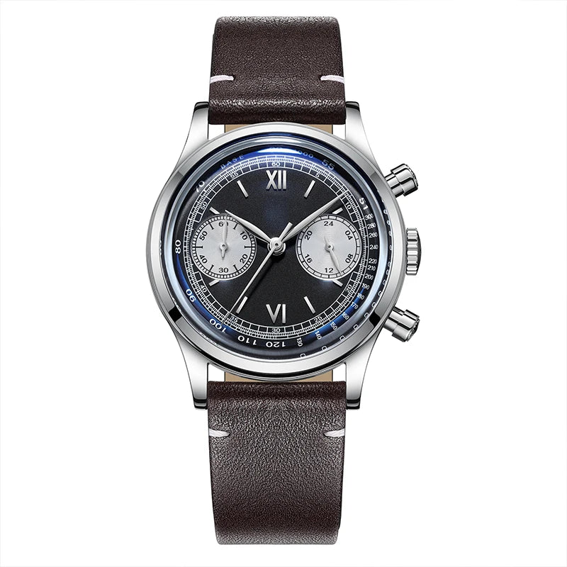ADDIESDIVE 38MM AD2037 Men Multifunctional Chronograph Watches 10Bar Diving Leather Belt Timing Clocks Quartz Watch Relogios