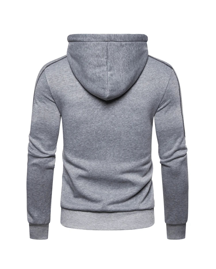 Men's Color Block Fleece Zip-Up Hoodie