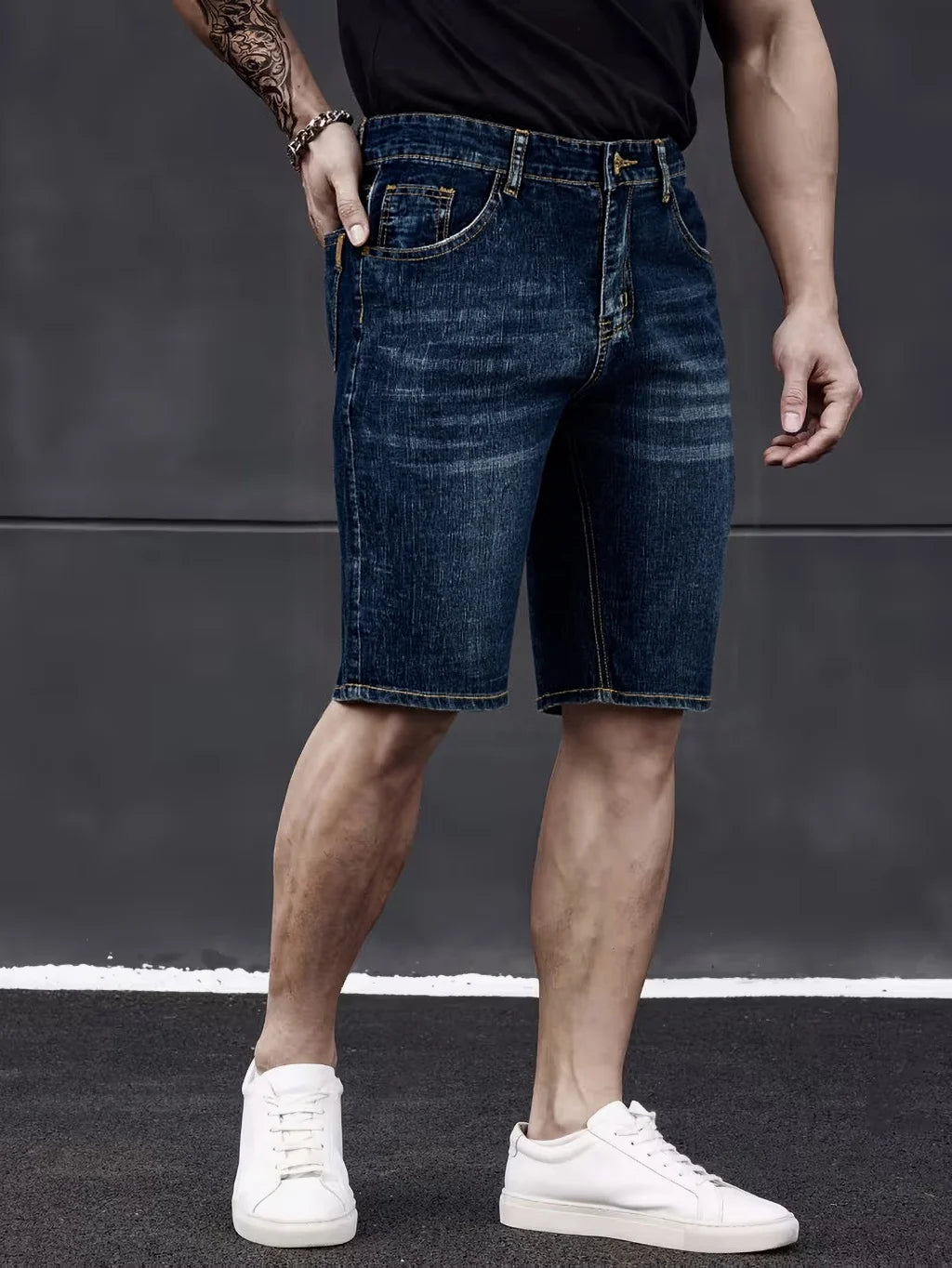 Men's Slim Fit Stretch Denim Shorts — Casual Summer Jean Shorts