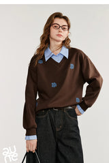 Women's Floral Embroidered Layered-Look Sweatshirt