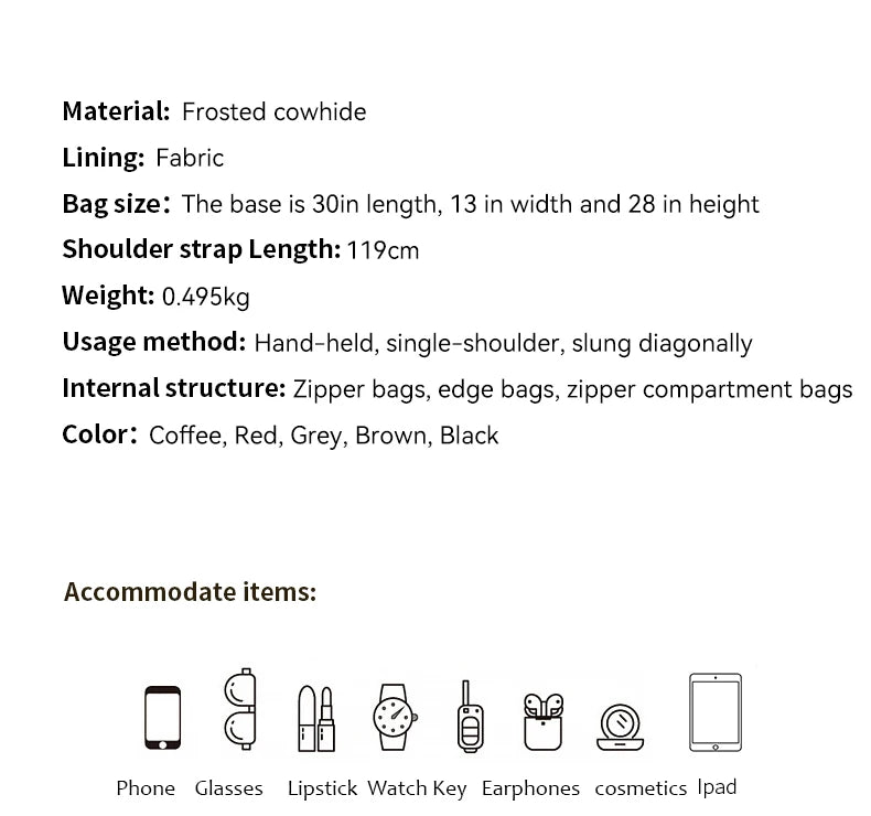 Russian Women's Genuine Suede Cowhide Leather Shoulder Bag Retro Frosted Cow Large Capacity Versatile Commuting Luxury Designer