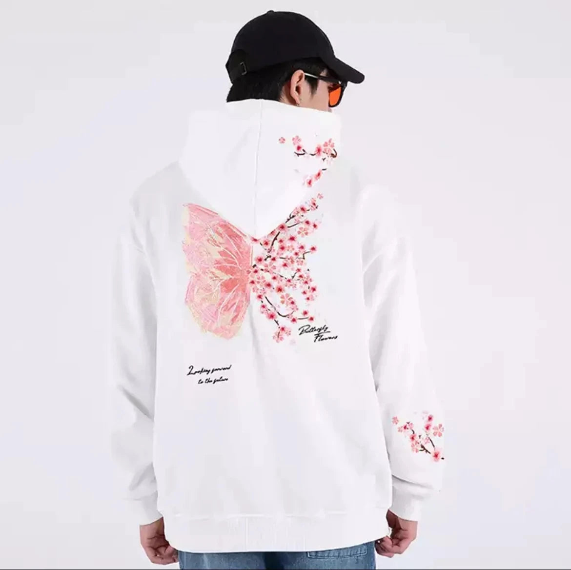Men’s Butterfly Embroidered Cotton Hoodie