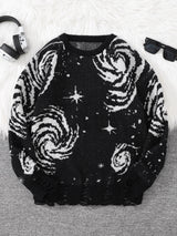 Men's Abstract Star Knit Crew Neck Sweater