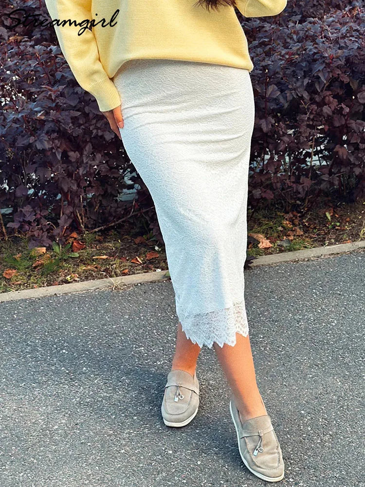 Elegant Lace Maxi Skirt – Women's Floral Pencil Skirt