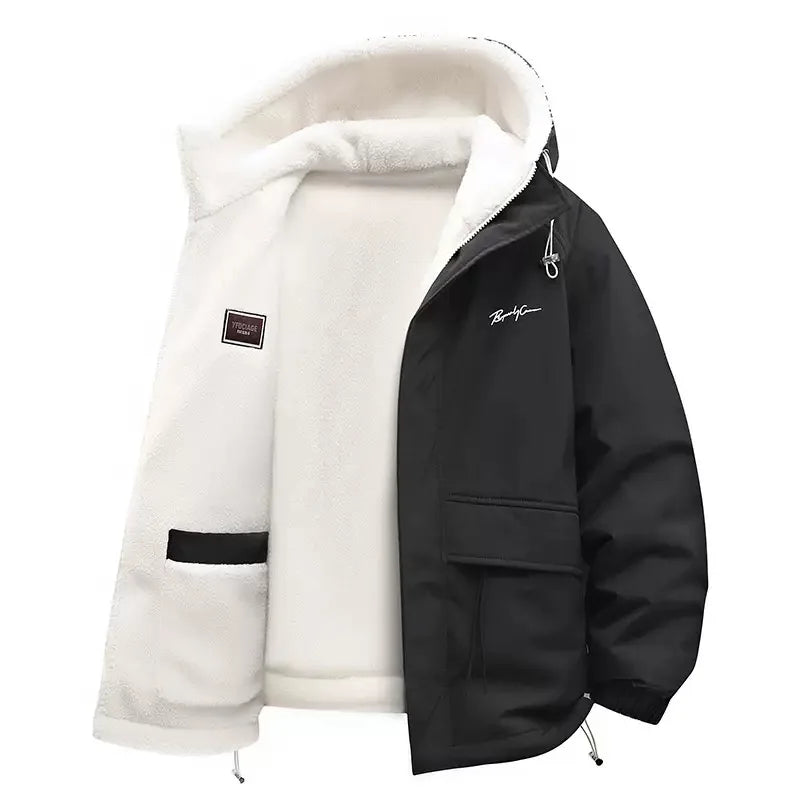 Men’s Fleece-Lined Hooded Winter Jacket