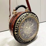 Vintage Clock-Style Circular Shoulder Bag