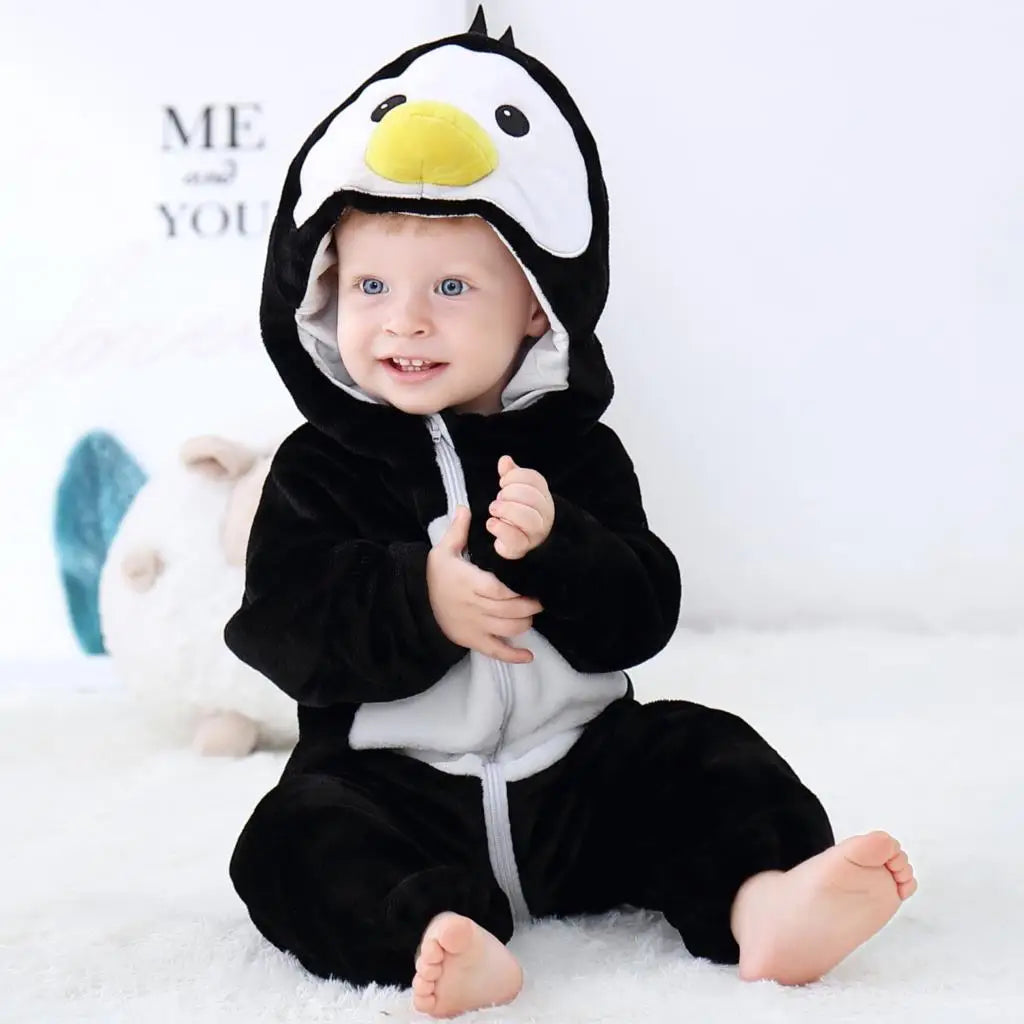 Animal Theme Flannel Baby Romper