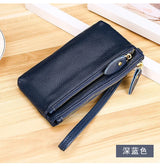 Fashion Women Genuine Leather Wristlet Clutch Bag Multifunctional Coin Purses Wallet Zipper Card Holder Money Clip Phone Bag