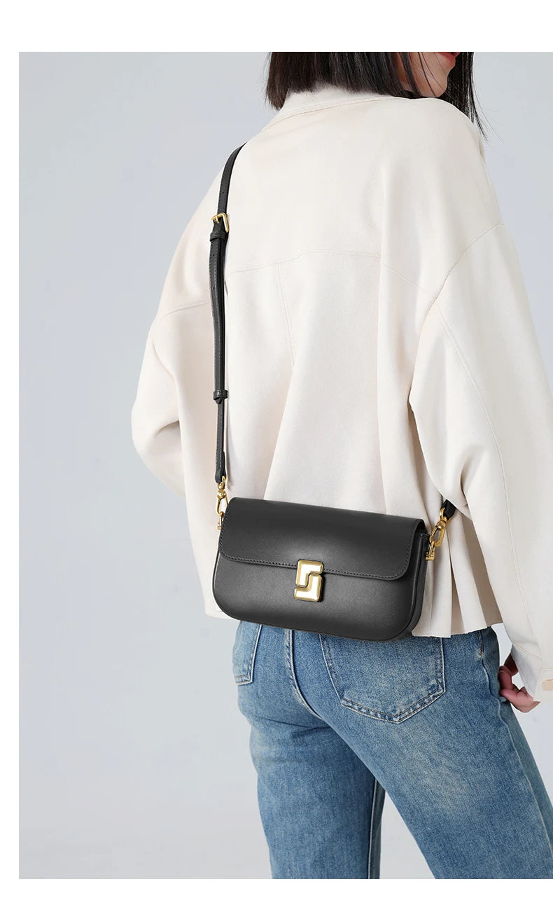 Women’s Split Leather Shoulder Bag Trend Brand Small Square Bags Luxury Designer Handbag Messenger bag for Female