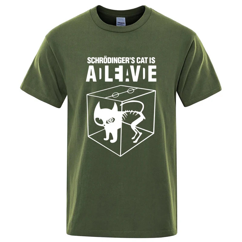 Men's T-shirt Top Quality Cotton Schrodinger's Cat Print Summer Short Sleeve Men T Shirt Casual The Big Bang Theory Mens Tshirt