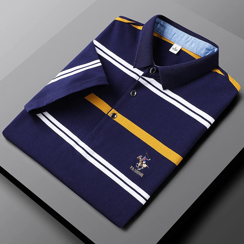 Men's Striped Cotton Polo Shirt | Casual Summer Style