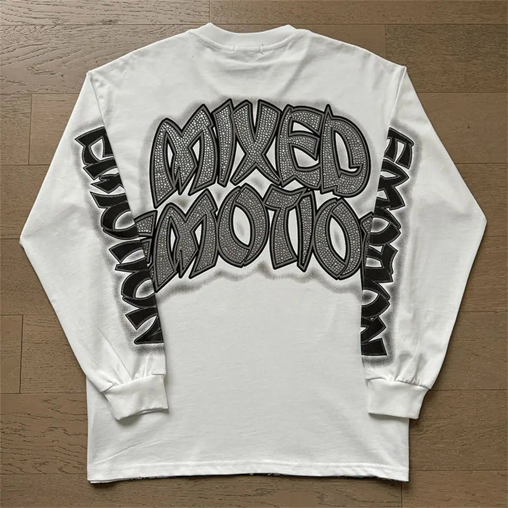 Mixed Emotion Oversized Cotton Long Sleeve T-Shirt