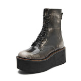 Genuine Leather Winter Wedge Boots