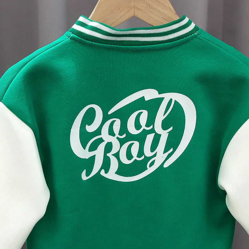 3pcs Set Kids Boys Clothes Baseball Coat+T-Shirt+Pant Spring Autumn Letter Print Sweatshirts Black Sports Casual Outfits Clothes