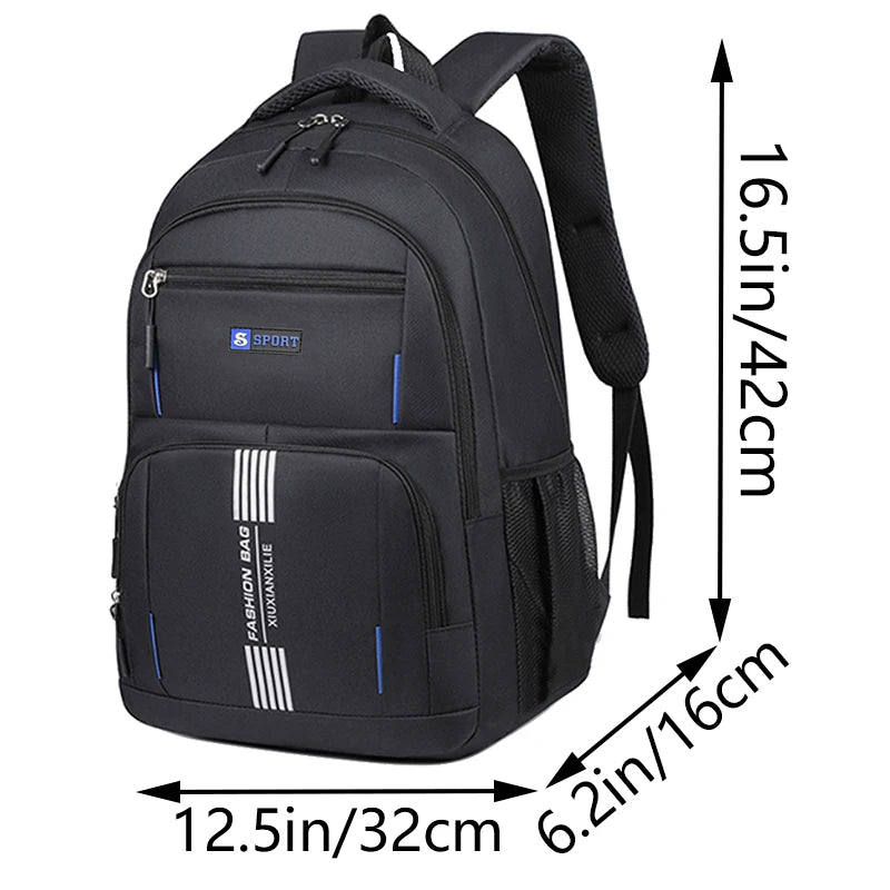 Fashion Minimalist Men’s Rucksack, Lightweight Nylon Backpack with Multiple Storage Slots for School & Weekend Trips