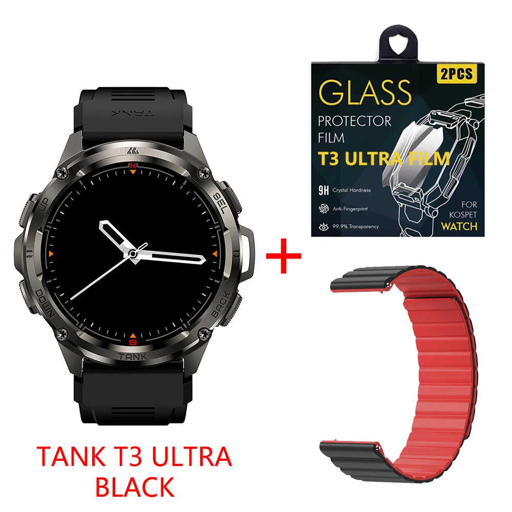 2025 KOSPET TANK T3 Ultra GPS Smart Watch For Men Smartwatch Women 470mAh Battery Digital Fitness AMOLED AOD Bluetooth Watches