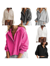 Women's Relaxed V-Neck Cropped Hoodie