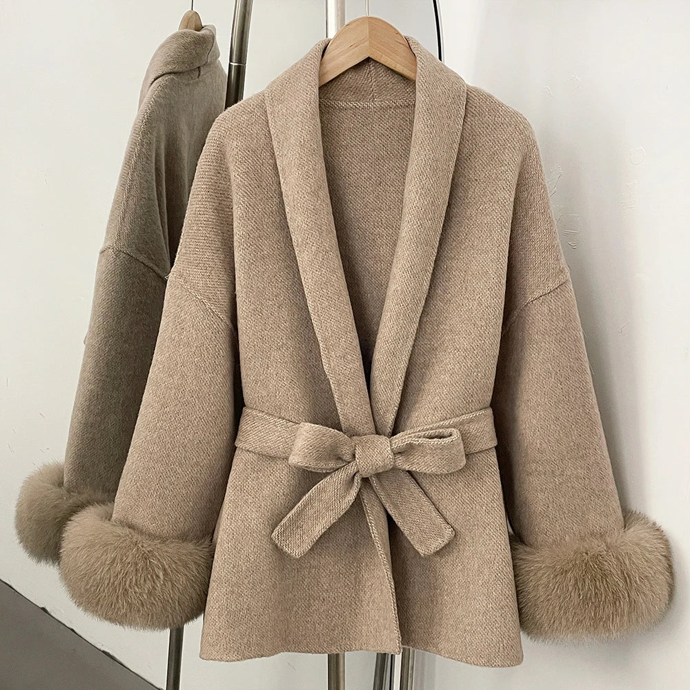 Double-Sided Wool & Fox Fur Jacket