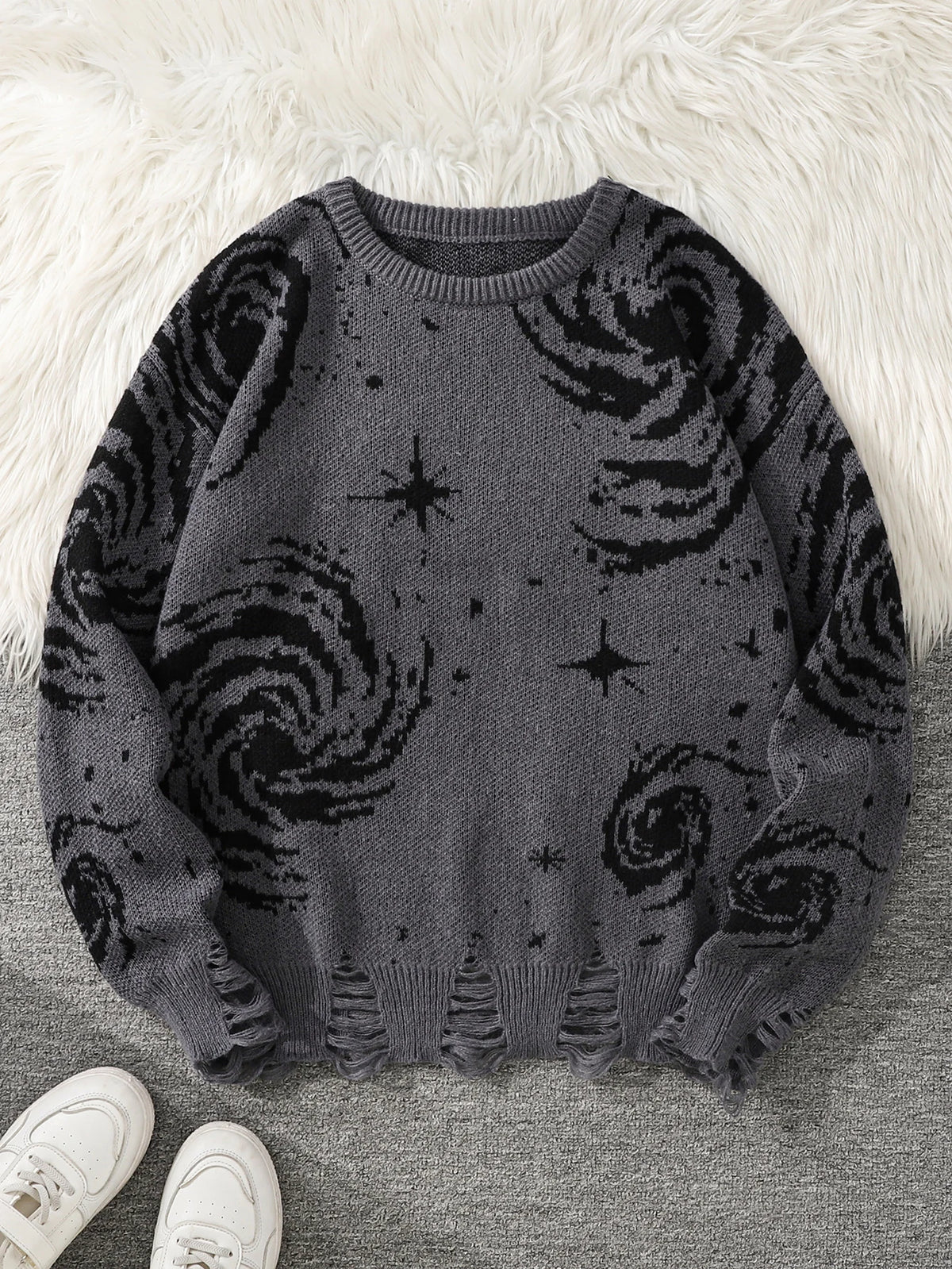 Men's Abstract Star Knit Crew Neck Sweater