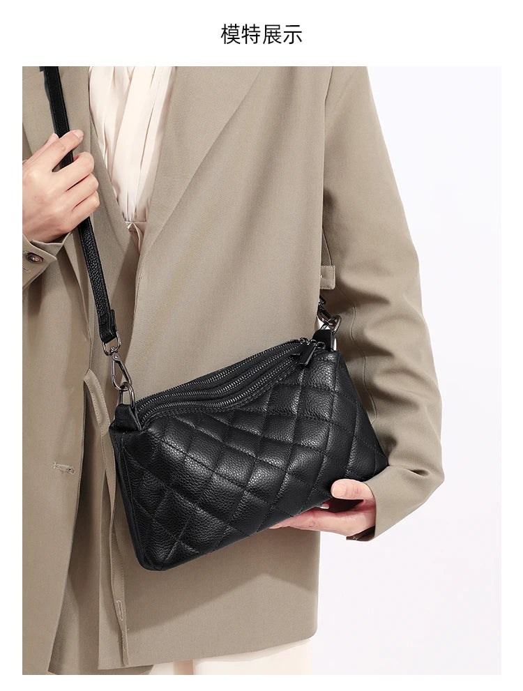 Designer 3 Layers Women's Handbag Cow Leather Female Tote Sac Luxury Soft Solid Genuine Leather Shoulder Crossbody Bag For Women