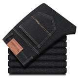 OUSSYU Brand Classic Retro Blue Men's Jeans Denim Pants Work Streetwear Straight Stretch Business Autumn Winter Cotton Trousers