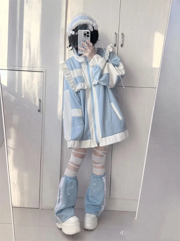 Women's Y2K Ruffle Zip-Up Jacket