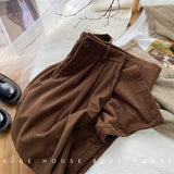 Women's High-Waist Corduroy Wide-Leg Pants