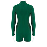 Long Sleeve Zip-Up Bodycon Romper