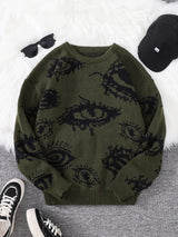 Men's Abstract Eye Jacquard Knit Sweater