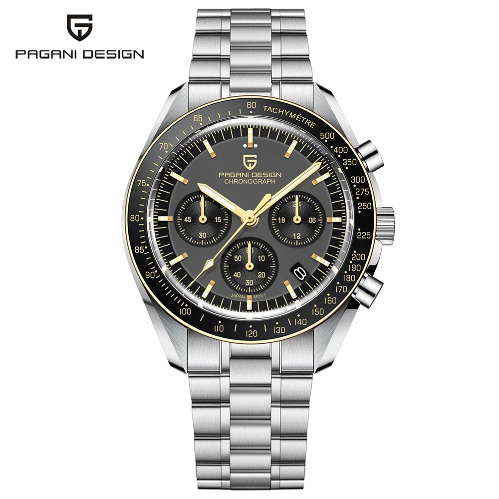 PAGANI DESIGN New Luxury Moon Quartz Watches For Men Stainless steel Luminous waterproof Sports Chronograph Man 2026 Retro Watch