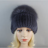 Women's Luxury Rex Rabbit & Fox Fur Beanie Hat