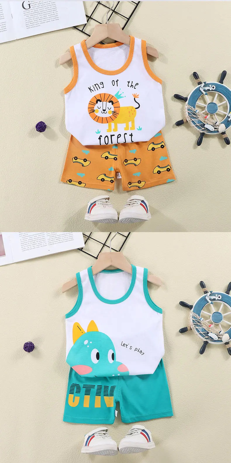Kids' Summer Cotton 2-Piece Vest Set