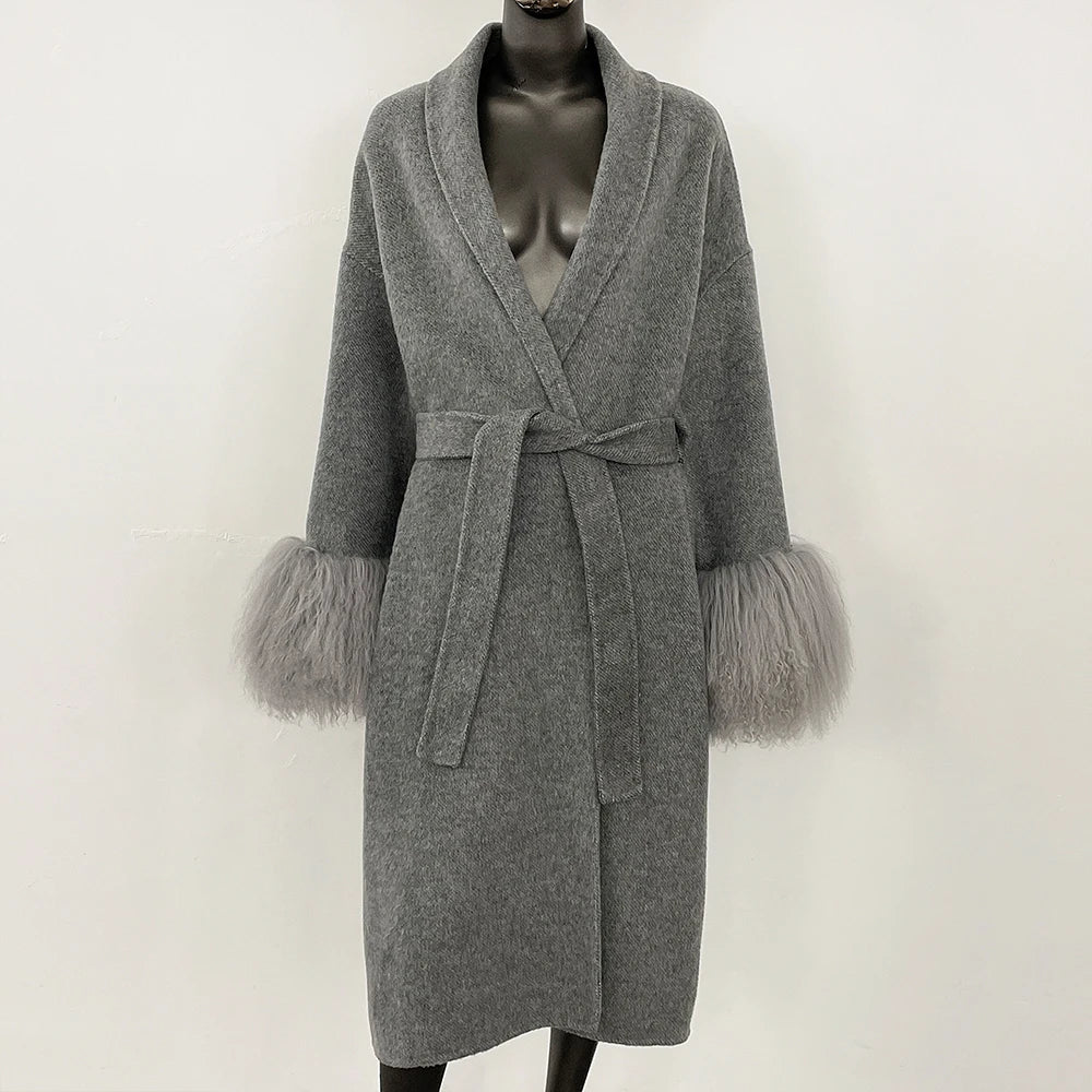 Double-Sided Wool & Fox Fur Jacket