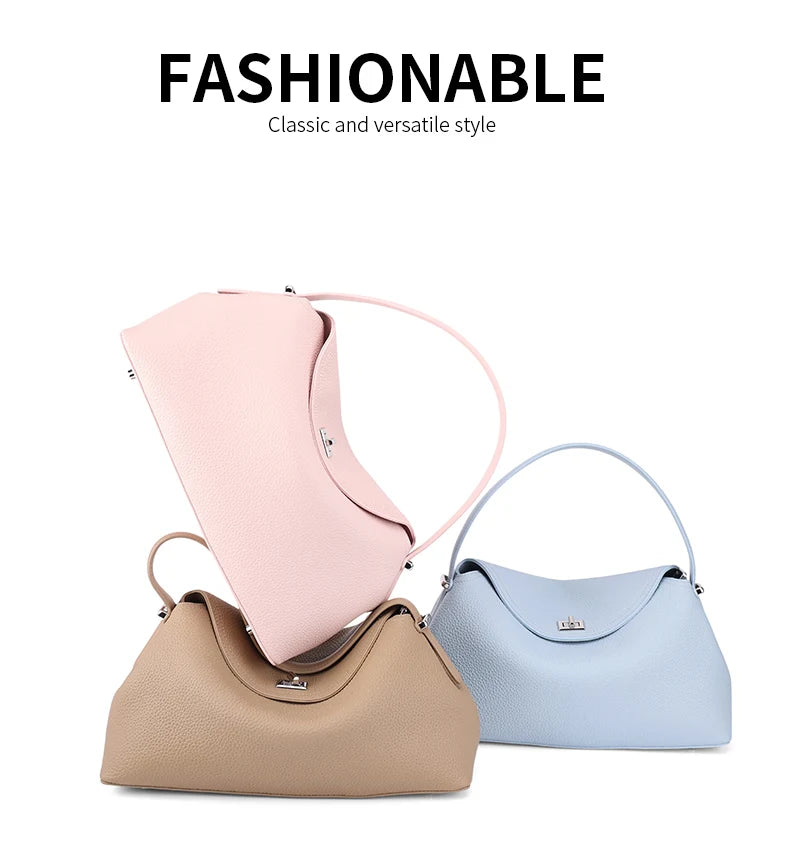 Women's genuine leather handbag fashionable retro designer luxury bag high-quality cowhide large capacity casual shopping bag