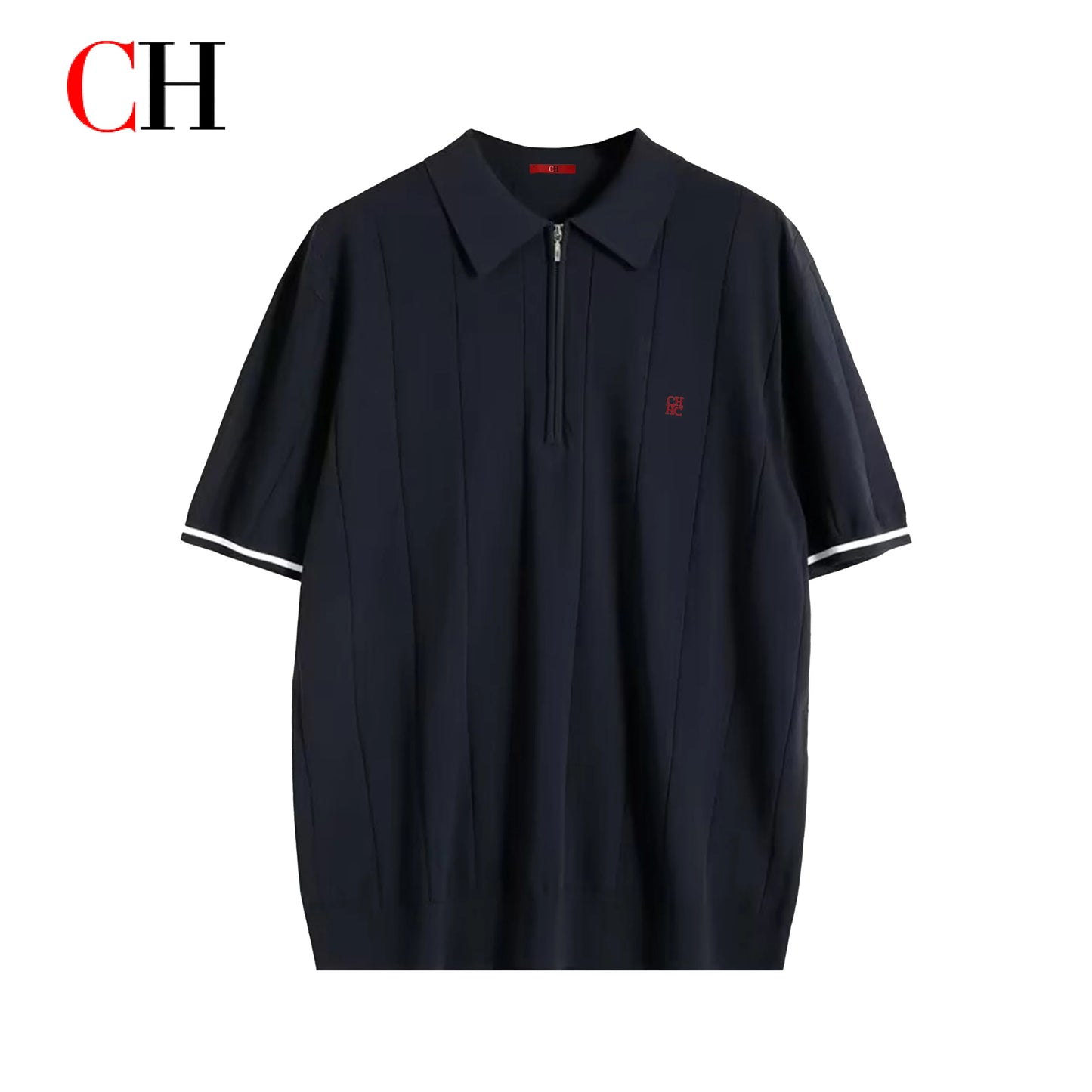 Men's Knit Polo Half-Zip | Embroidered Collar Tee