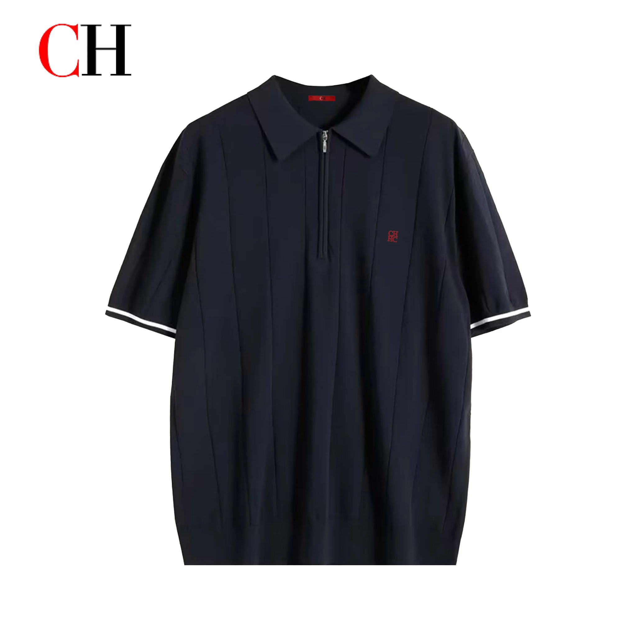 Men's Knit Polo Half-Zip | Embroidered Collar Tee