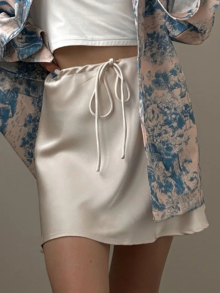 Satin Mini Skirt – Women's Elegant A-Line