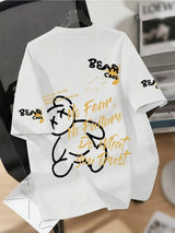 Men's Cartoon Bear Print Breathable T-Shirt