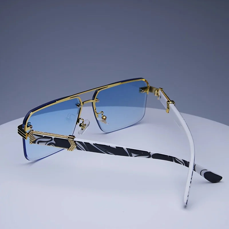 Rimless Rectangle Sunglasses – UV400 Unisex Shades
