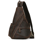 Single Shoulder Bagpack Genuine Leather Chest Bag Outdoor Riding Bag Chest Packs For Biker Men Male Sling Bags Cow Leather