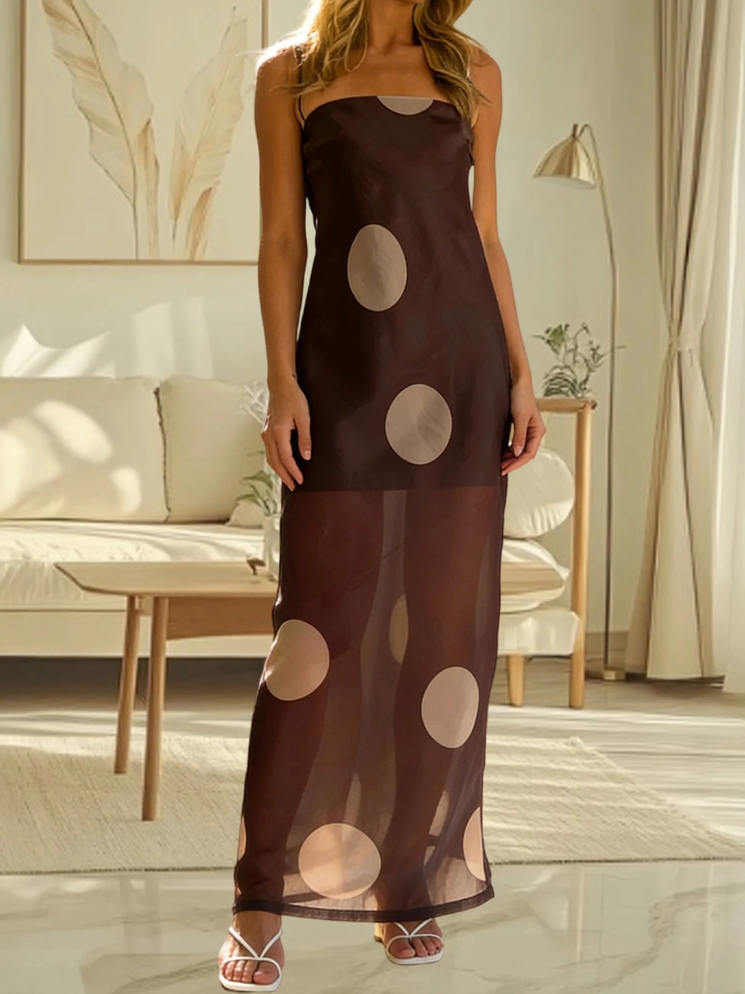 Floral Print Mesh Maxi Dress
