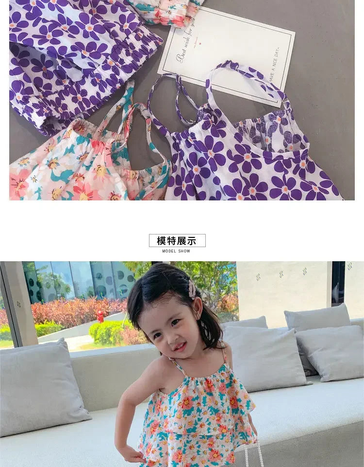 Girls' Floral Vest & Anti-Mosquito Suit