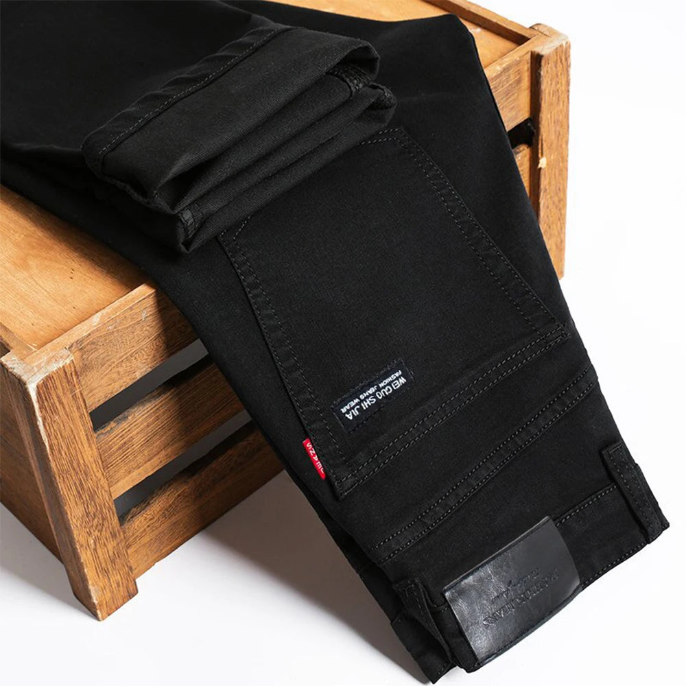 Men’s Classic Black Straight-Leg Stretch Jeans