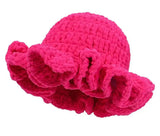 Colorful Crochet Ruffle Bucket Hat Warm Stretch Knit Hat Ruffle Brim Crochet Women's Fashion Handmade Beanie Hat tool tentacle