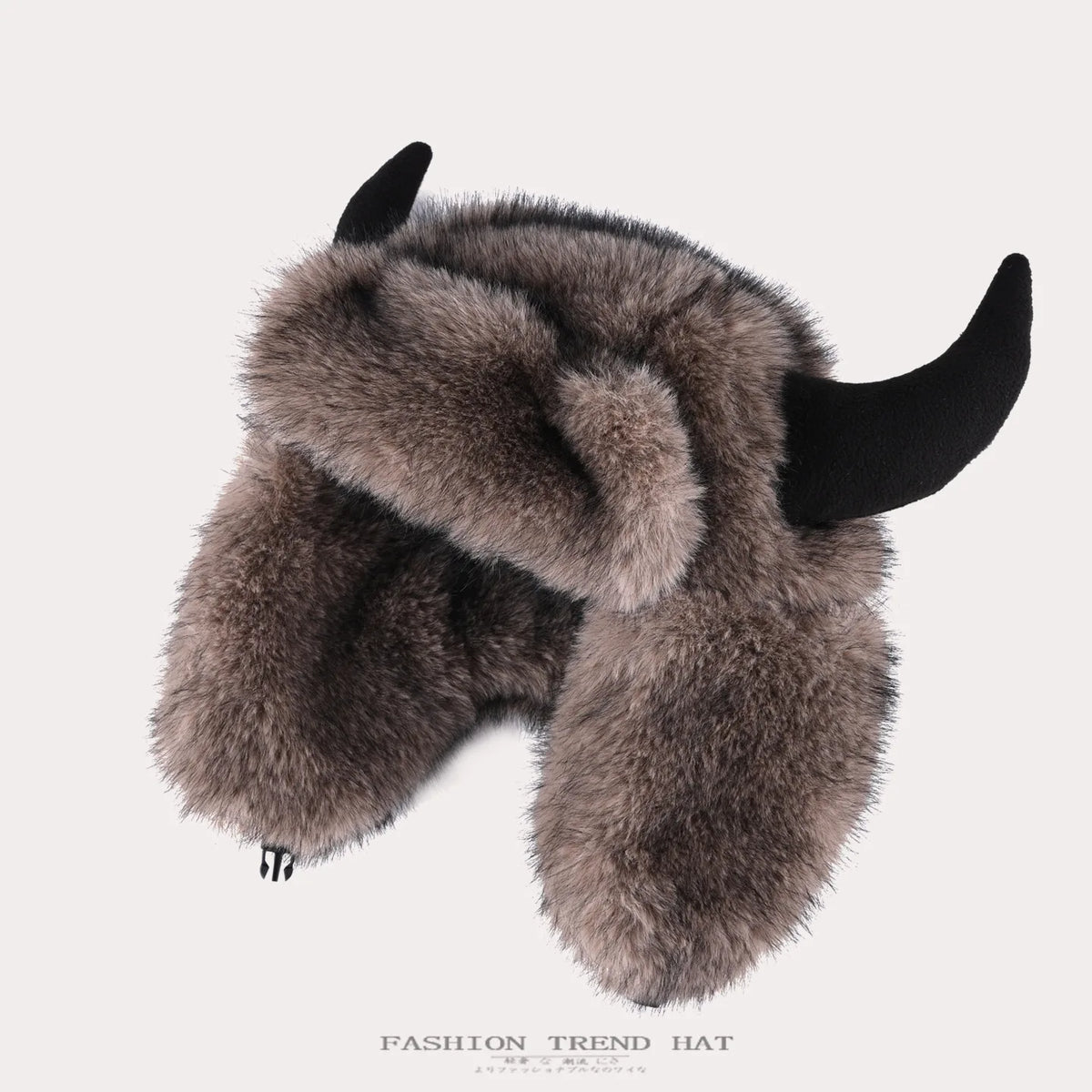 Ox horn pilot hat faux fur Bomber hat women ski cap winter hat thickened warm ear protection hat versatile bull head hat 털모